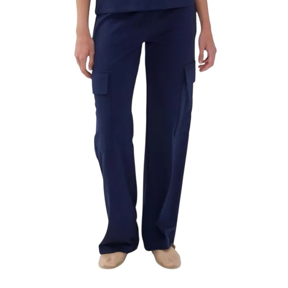 NWOT NOCTURNE Navy Blue Women's Cargo Pants with Elastic Waistband, size XL - Picture 2 of 7